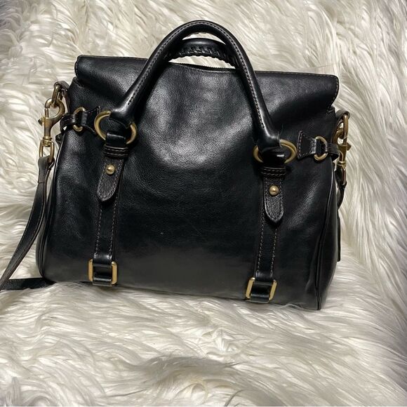 Dooney and Bourke Florentine Black Leather Satchel Handbag - Picture 2 of 14